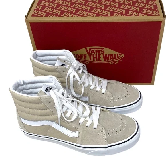 VANS Sk8-Hi Shoes Beige Suede Canvas Casual Sneakers SB Women's Size VN0005U9BLL - Picture 7 of 10